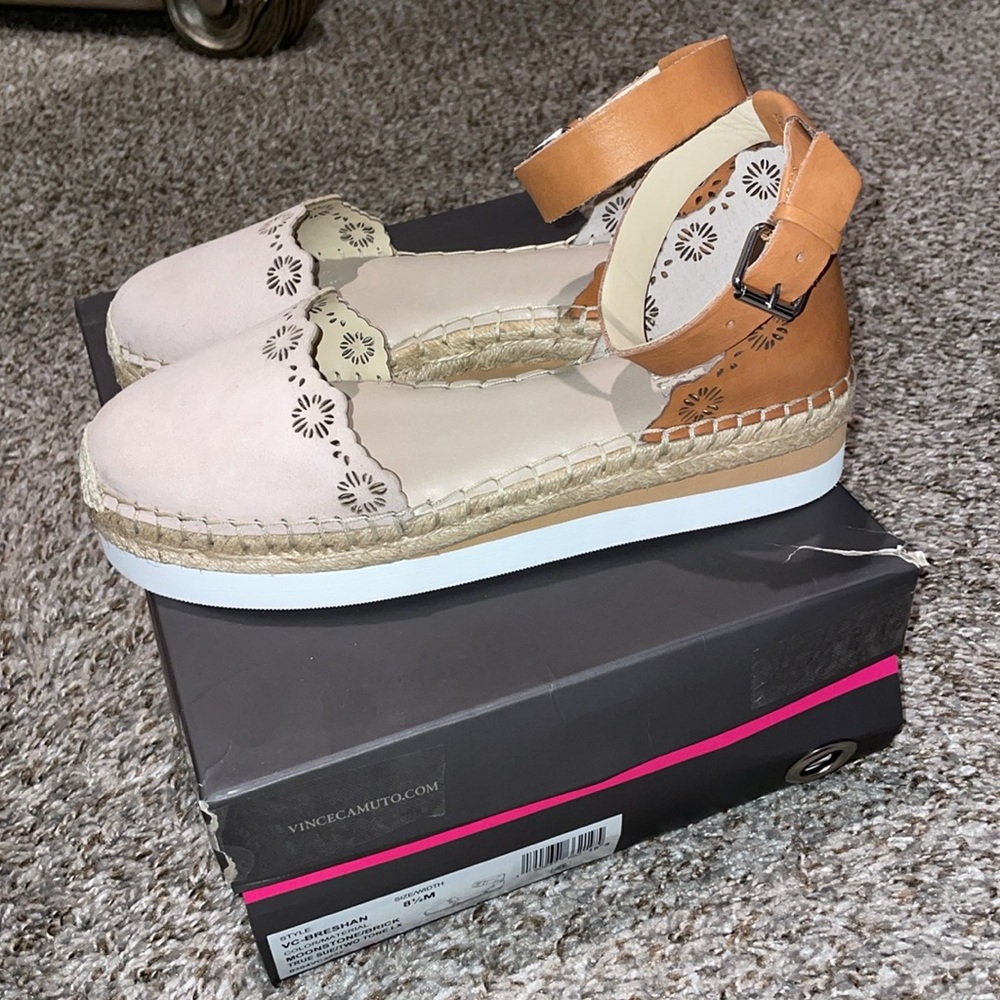 Vince Camuto Taupe and Camel Brown Women's Espadrilles